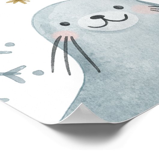 愛らしい冬の北極動物の赤ちゃんシャワーへようこそ ポスター (角)