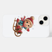 愛らしい冬の子とクリスマススレッドライド Case-Mate iPhoneケース (裏面 (横))