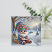 愛らしい冬の小人 穏やかな冬の風景の中にて シーズンカード (スタンド正面)