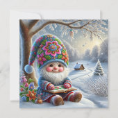 愛らしい冬の小人 穏やかな冬の風景の中にて シーズンカード (正面)