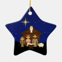 愛らしい出生シーンクリスマススターオーナメント