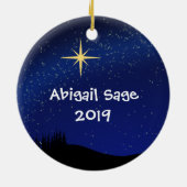 愛らしい出生パーソナライズされたクリスマス セラミックオーナメント (裏面)