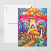 愛らしい創造的なキノコの家のイラスト ポストカード (正面/裏面)