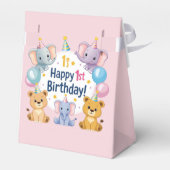 愛らしい動物たちHappy 1st誕生日 フェイバーボックス (裏面サイド)