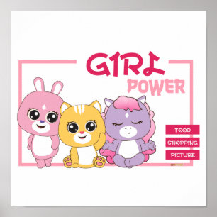 愛らしい動物のフリエンツのアートプリント:ガールパワー ポスター