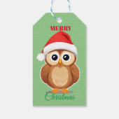 愛らしい動物の冬フクロウSanta Christmas ギフトタグ (裏面)