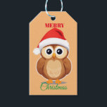 愛らしい動物の冬フクロウSanta Christmas ギフトタグ<br><div class="desc">愛らしい動物の冬フクロウSanta Christmas</div>