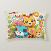 「愛らしい動物の友だち枕： アクセントクッション (正面)