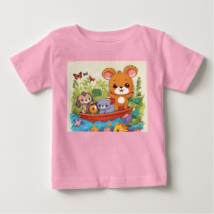 愛らしい動物の友よくはしゃぐ達 – 子供Tシャツ ベビーTシャツ