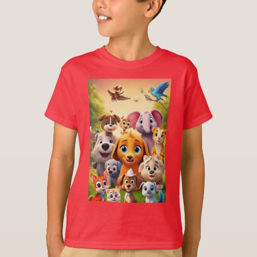 愛らしい動物の友人 Tシャツ (正面)