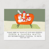 愛らしい動物の引っ越しました，犬，猫，フクロウ， 案内ポストカード (正面)