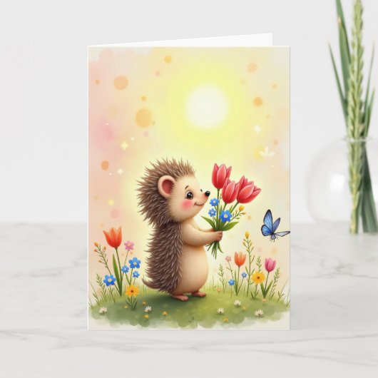 愛らしい動物の花束カード カード (正面)