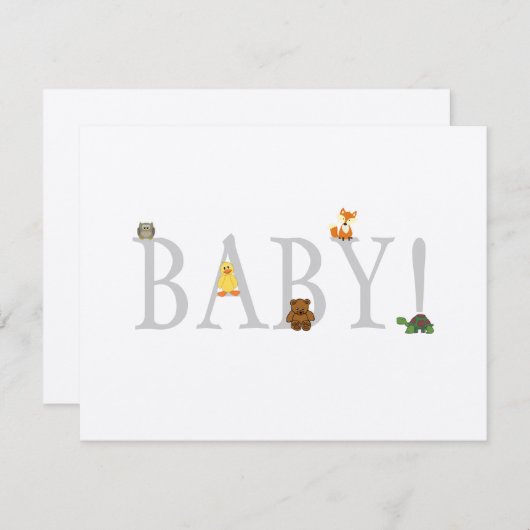 愛らしい動物の赤ちゃんシャワーありがとうノートカード ノートカード (正面/裏面)