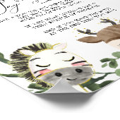 愛らしい動物の赤ちゃんシャワーはベビーのサインを言わない ポスター (角)