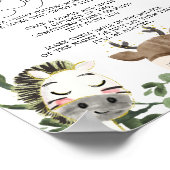 愛らしい動物の赤ちゃんシャワー夜遅くのおむつサイン ポスター (角)