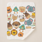 愛らしい動物の飼育象の豚ウサギの子供 シェルパブランケット (正面)