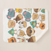 愛らしい動物の飼育象の豚ウサギの子供 シェルパブランケット (正面(横))