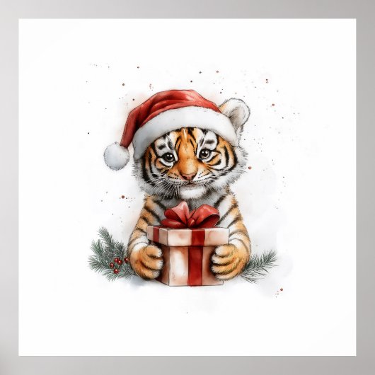愛らしい動物クリスマスシリーズベビータイガー ポスター (正面)