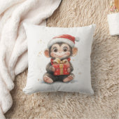 愛らしい動物クリスマスシリーズベビーモンキー クッション (ブランケット)
