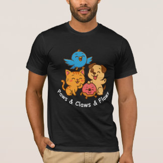 愛らしい動物トリオTシャツ - Paw+Claw+Flaw Tシャツ