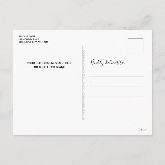 愛らしい動物ドッグキャットワン子猫クリスマス シーズンポストカード (裏面)