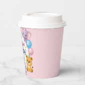 愛らしい動物ハッピーファースト誕生日紙プレート 紙コップ (左)