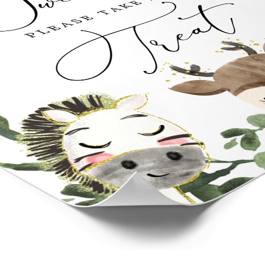 愛らしい動物ベビーシャワーベビーは甘いサイン ポスター (角)