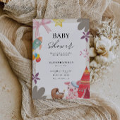 愛らしい動物ベビーシャワー招待状 招待状