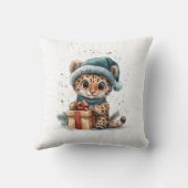 愛らしい動物ベビーヒョウinサンタハット/ギフト クッション (裏面)