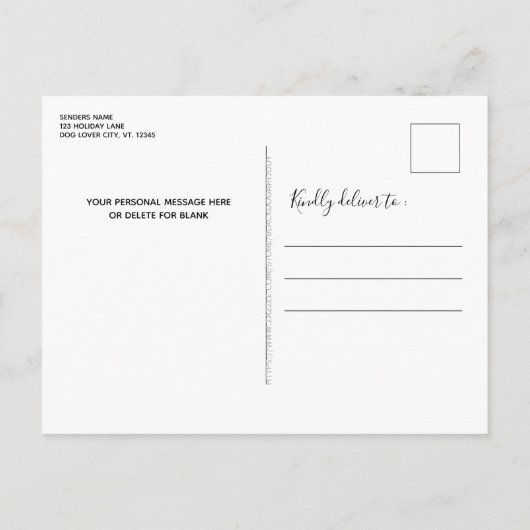 愛らしい動物ペットビジネス犬キャットクリスマス インビテーションポストカード (裏面)