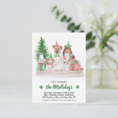 愛らしい動物ペットビジネス犬キャットクリスマス インビテーションポストカード (スタンド正面)