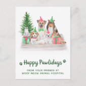 愛らしい動物ペットビジネス犬キャットクリスマス シーズンポストカード (正面)