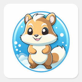 愛らしい動物リス スクエアシール