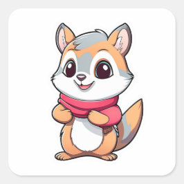 愛らしい動物リス スクエアシール
