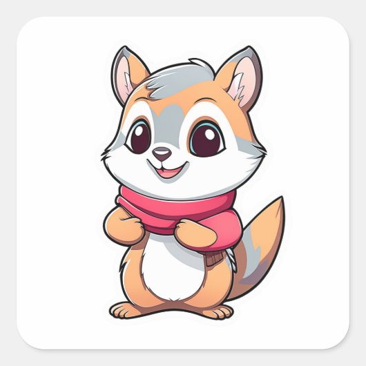 愛らしい動物リス スクエアシール (正面)