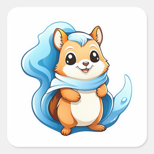 愛らしい動物リス スクエアシール (正面)