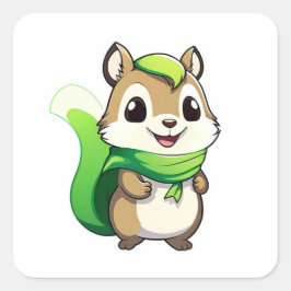 愛らしい動物リス スクエアシール