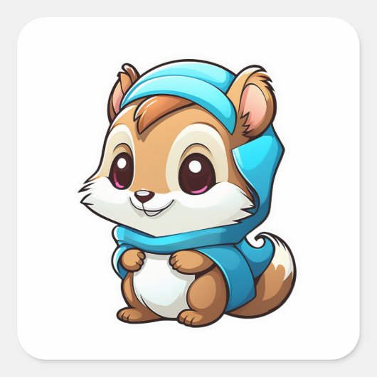愛らしい動物リス スクエアシール (正面)