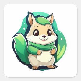 愛らしい動物リス スクエアシール