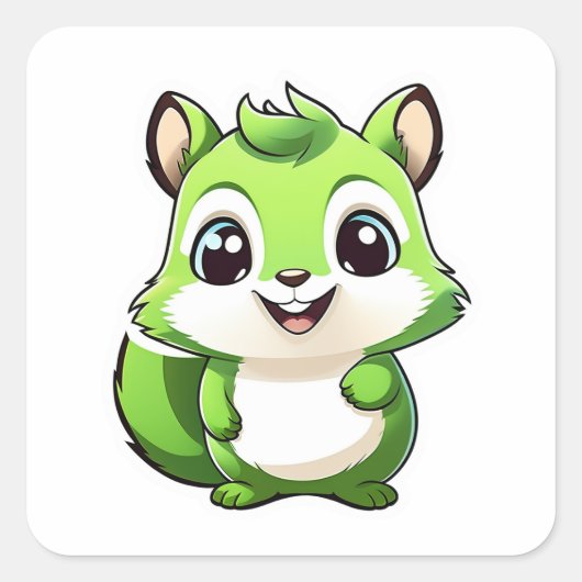 愛らしい動物リス スクエアシール (正面)