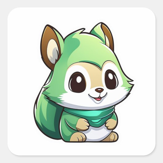 愛らしい動物リス スクエアシール (正面)