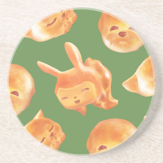 愛らしい動物型パン柄コースター コースター (正面)