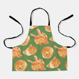 愛らしい動物型パン柄 エプロン