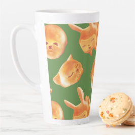 愛らしい動物型パン柄 カフェラテマグ