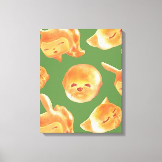 愛らしい動物型パン柄 キャンバスプリント (正面)