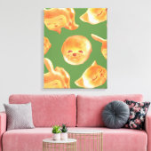 愛らしい動物型パン柄 キャンバスプリント (インサイチュ (リビング))