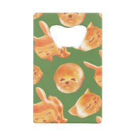 愛らしい動物型パン柄 クレジットカード栓抜き