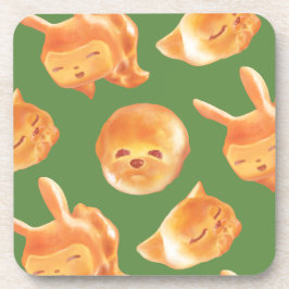 愛らしい動物型パン柄 コースター