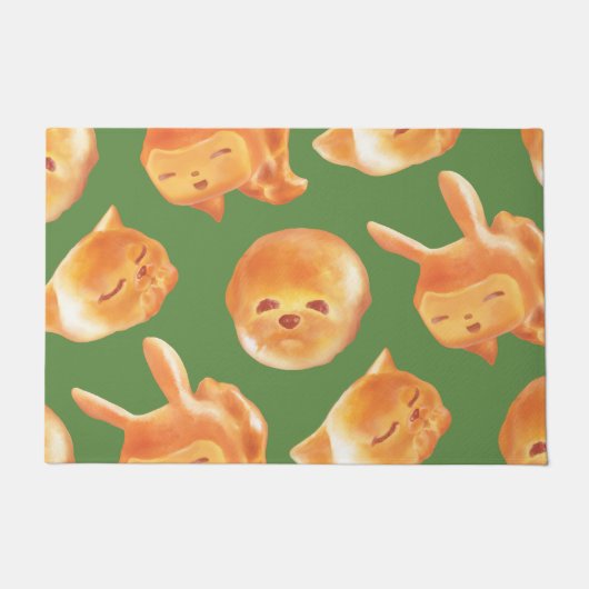 愛らしい動物型パン柄 ドアマット (正面)
