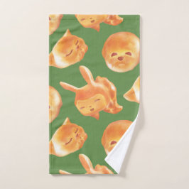 愛らしい動物型パン柄 ハンドタオル